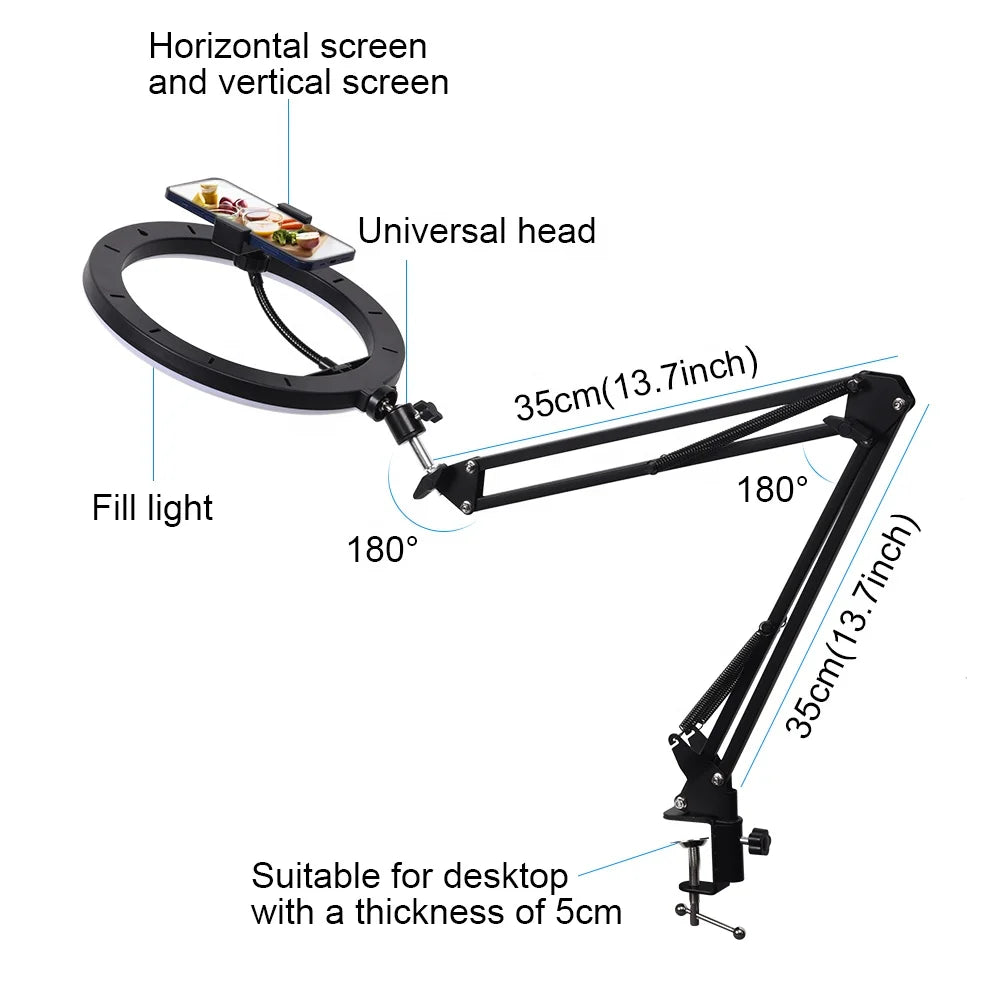Soporte de Brazo Articulado Profesional para Micrófono y Aro de Luz