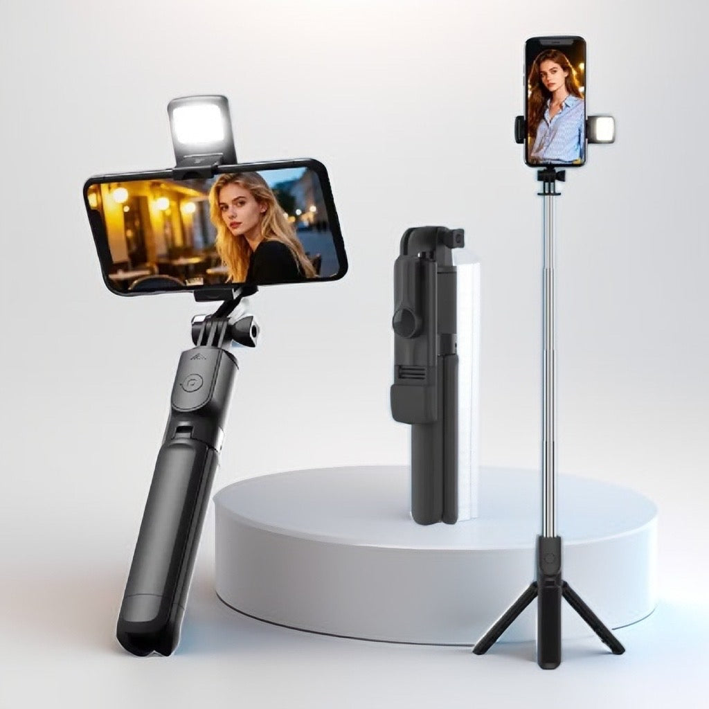 Trípode y Selfie Stick R1: Tu Estudio Portátil 3 en 1