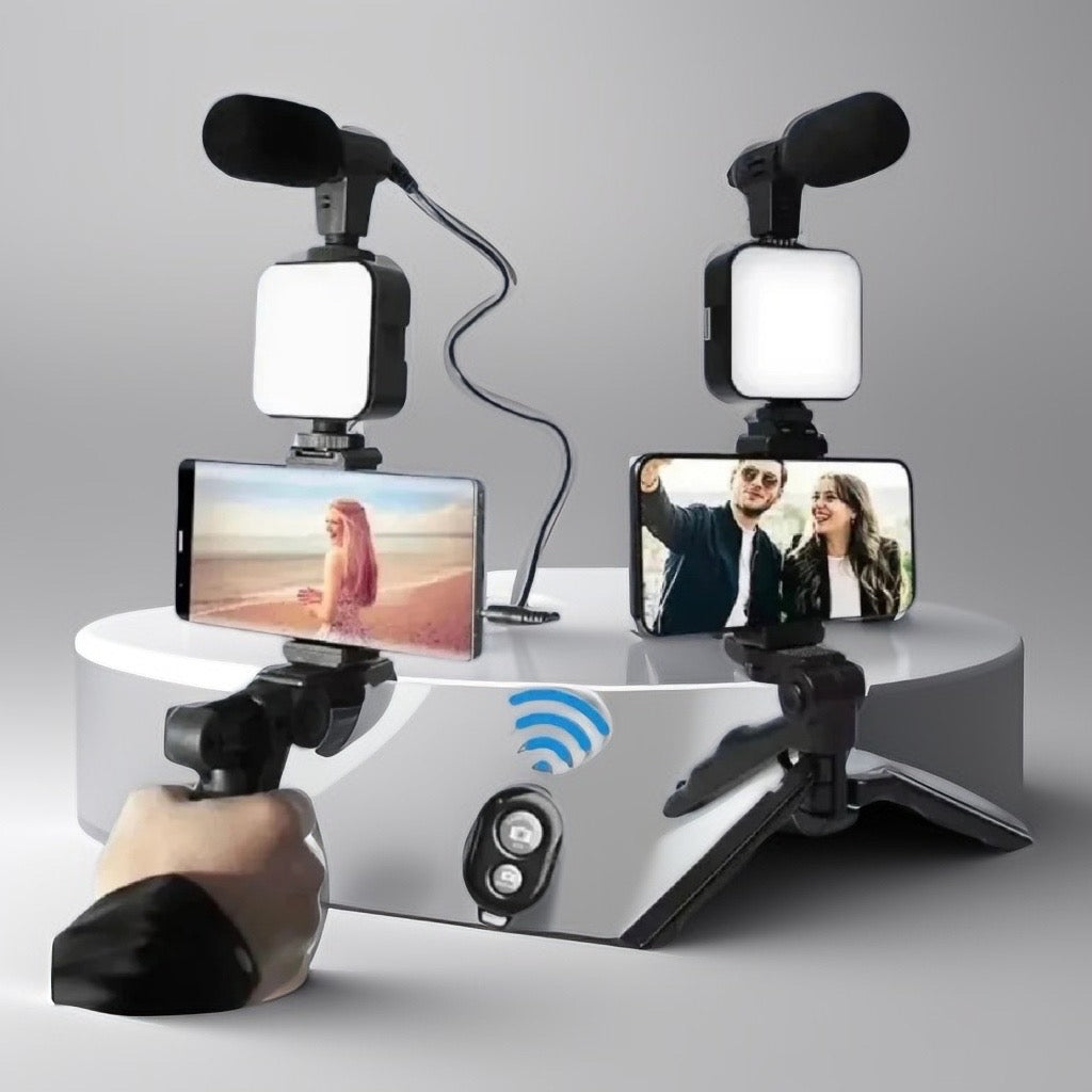 Set de Vlogging "Creator One" – Iluminación y Audio 3-en-1