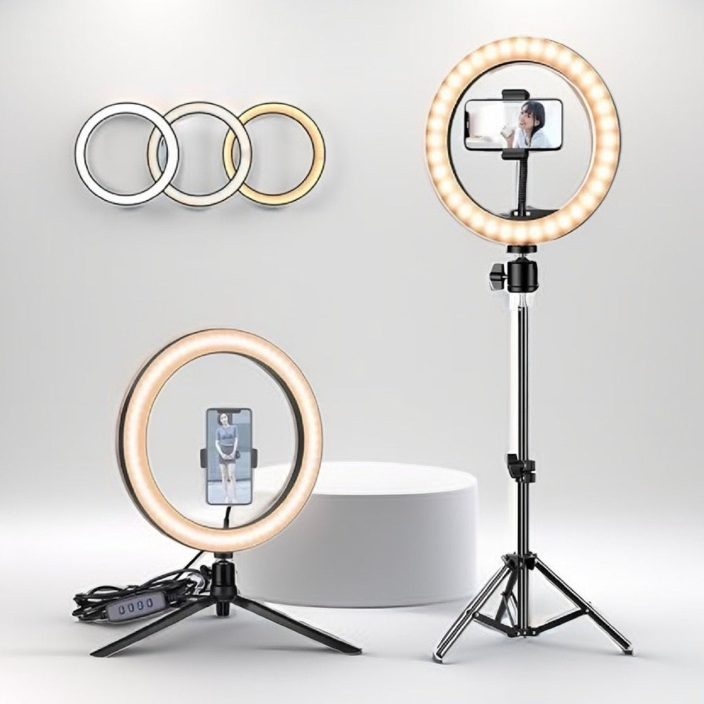 Aro de Luz Pro YM200 20W: Recargable y Portátil para Selfies Perfectas