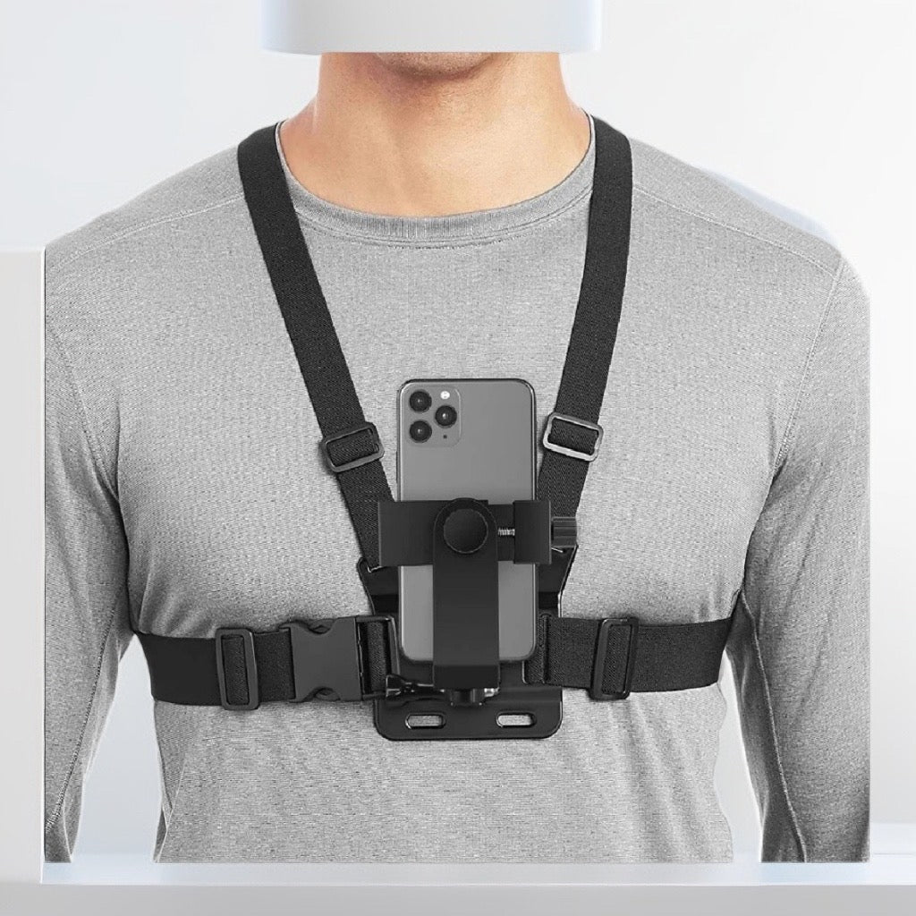 Arnés de Pecho Ajustable para Smartphone y Action Cam - Grabación POV Manos Libres