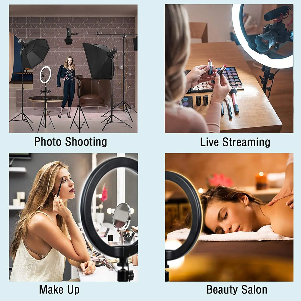 Aro de Luz Pro YM200 20W: Recargable y Portátil para Selfies Perfectas