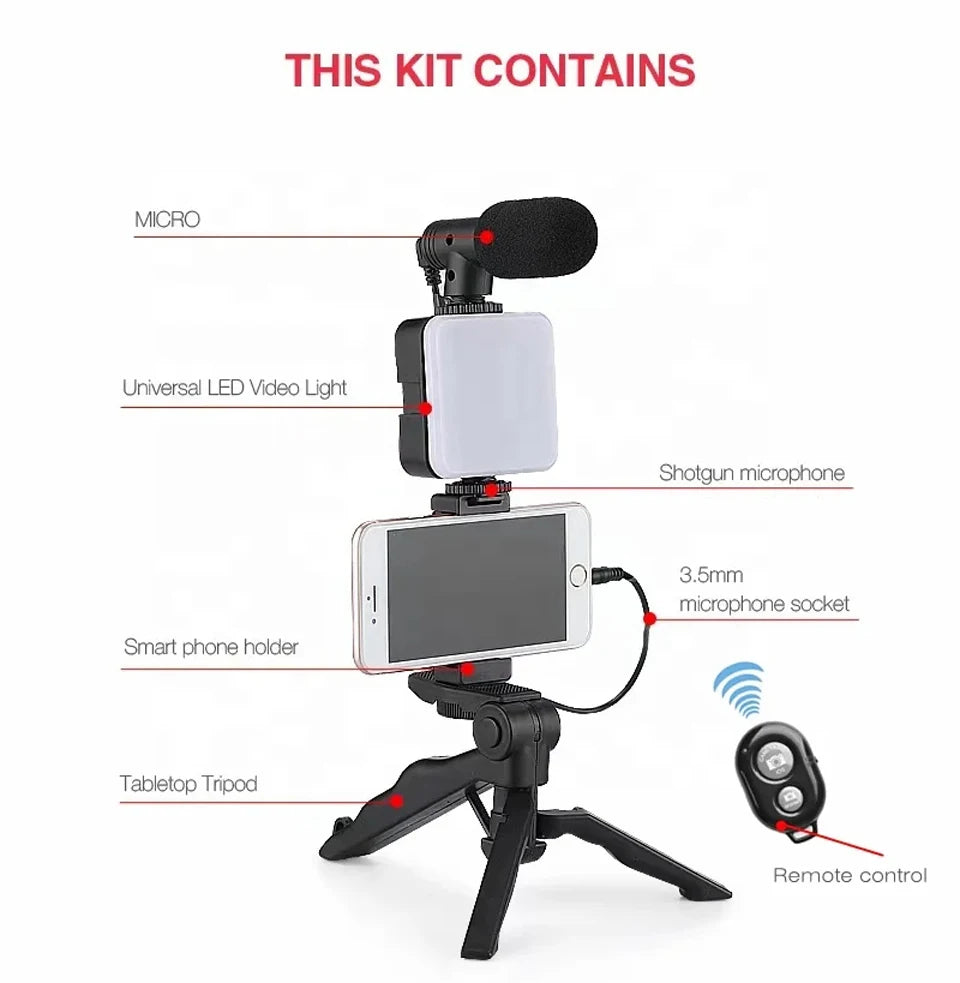 Kit Influencer "Viral Start" – Trípode, Micro y Foco LED Pro