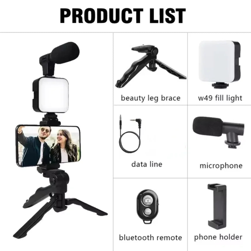 Set de Vlogging "Creator One" – Iluminación y Audio 3-en-1