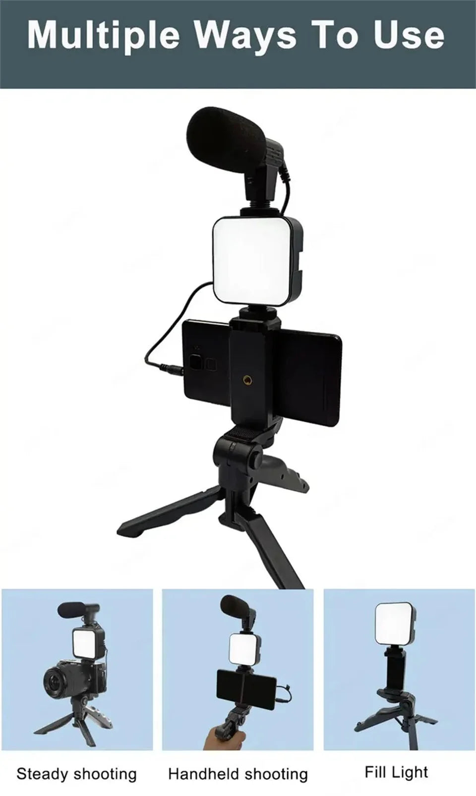 Kit Influencer "Viral Start" – Trípode, Micro y Foco LED Pro