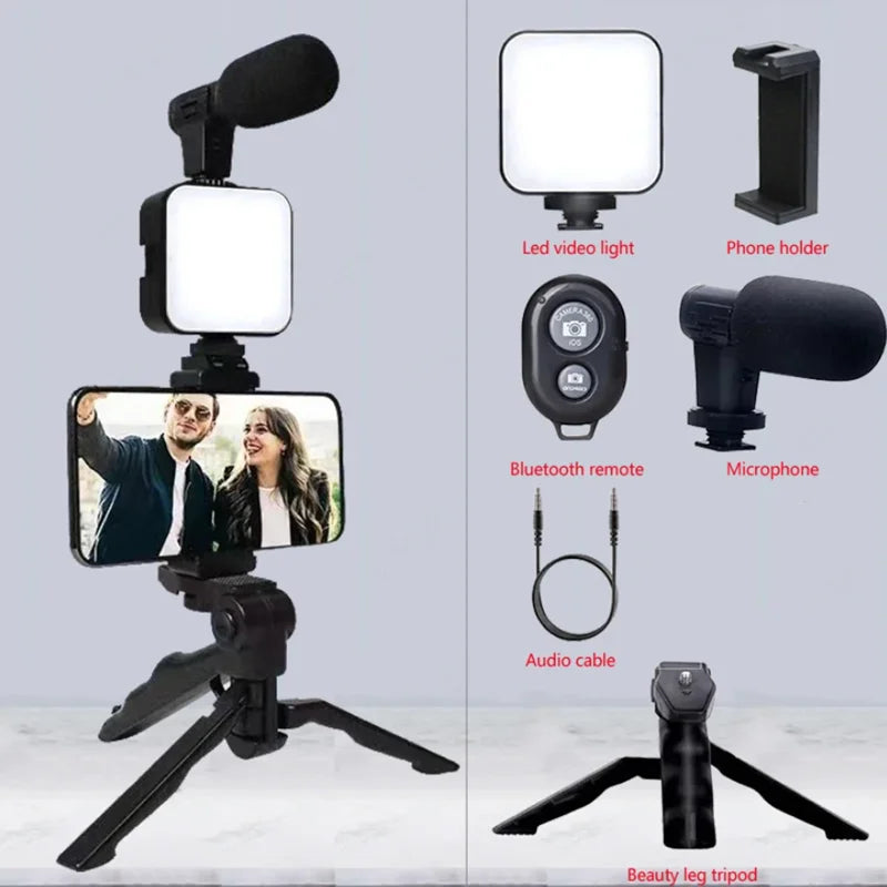 Set de Vlogging "Creator One" – Iluminación y Audio 3-en-1