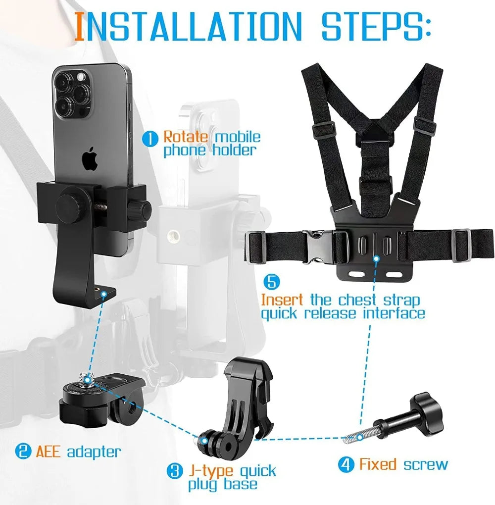 Soporte ajustable para teléfono en el pecho