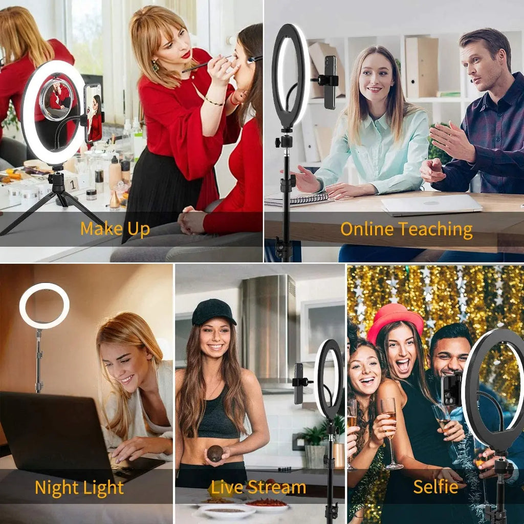 Aro de Luz Pro YM200 20W: Recargable y Portátil para Selfies Perfectas