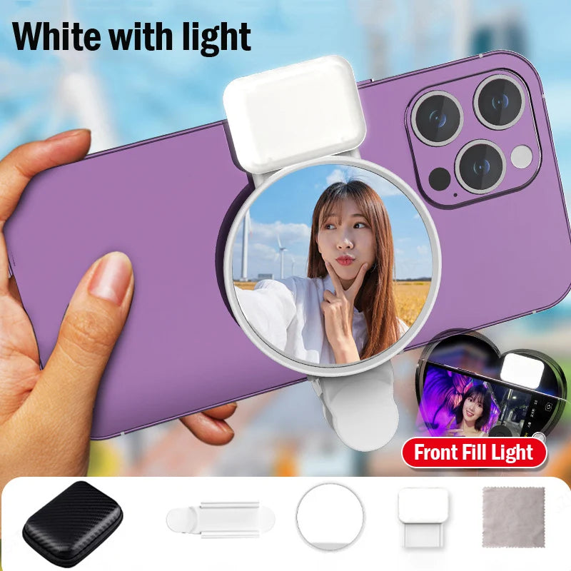 Espejo Reflector para Selfie con Luz LED y Clip Universal