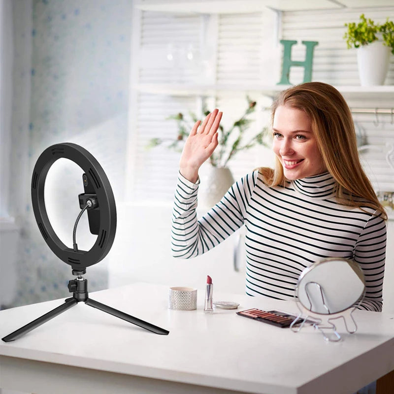 Aro de Luz LED "Glow Studio" – 3 Tamaños, Trípode y Control Bluetooth