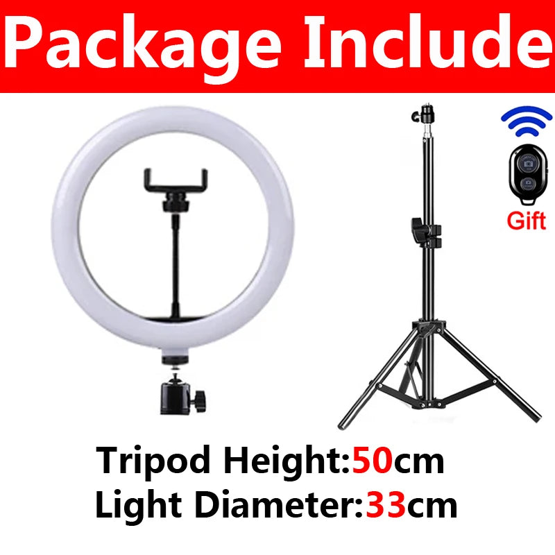 Aro de Luz LED "Glow Studio" – 3 Tamaños, Trípode y Control Bluetooth