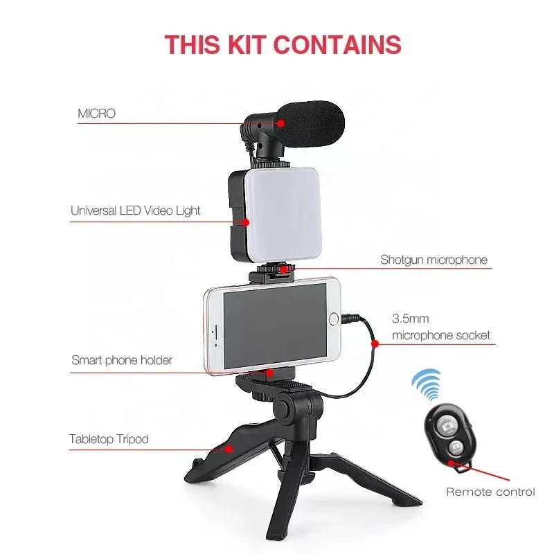 Kit Influencer "Viral Start" – Trípode, Micro y Foco LED Pro