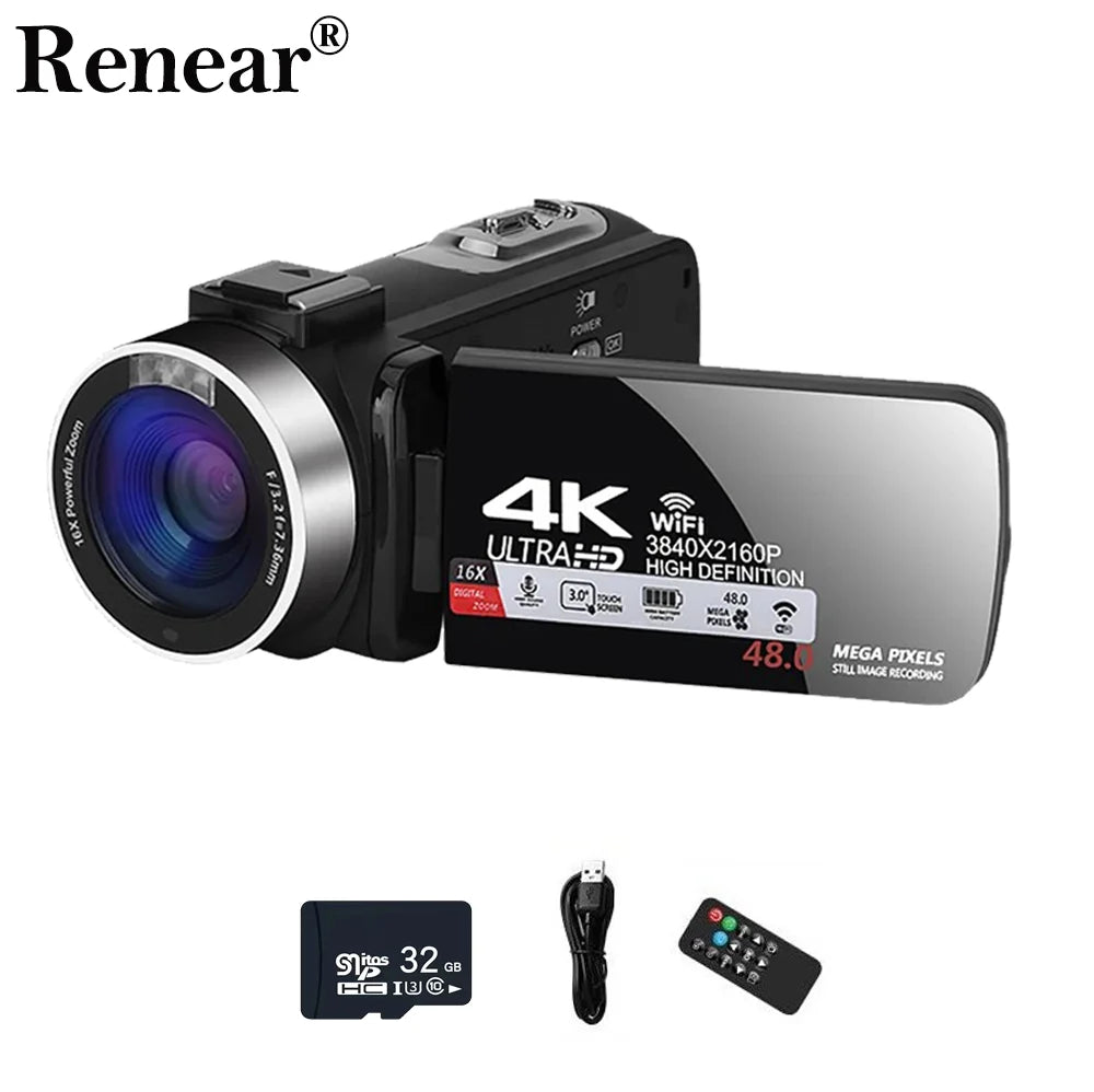Cámara de Vídeo 4K Ultra-Vlog con WiFi y Pantalla Abatible