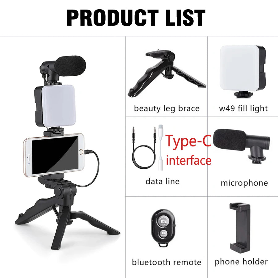 Kit Influencer "Viral Start" – Trípode, Micro y Foco LED Pro