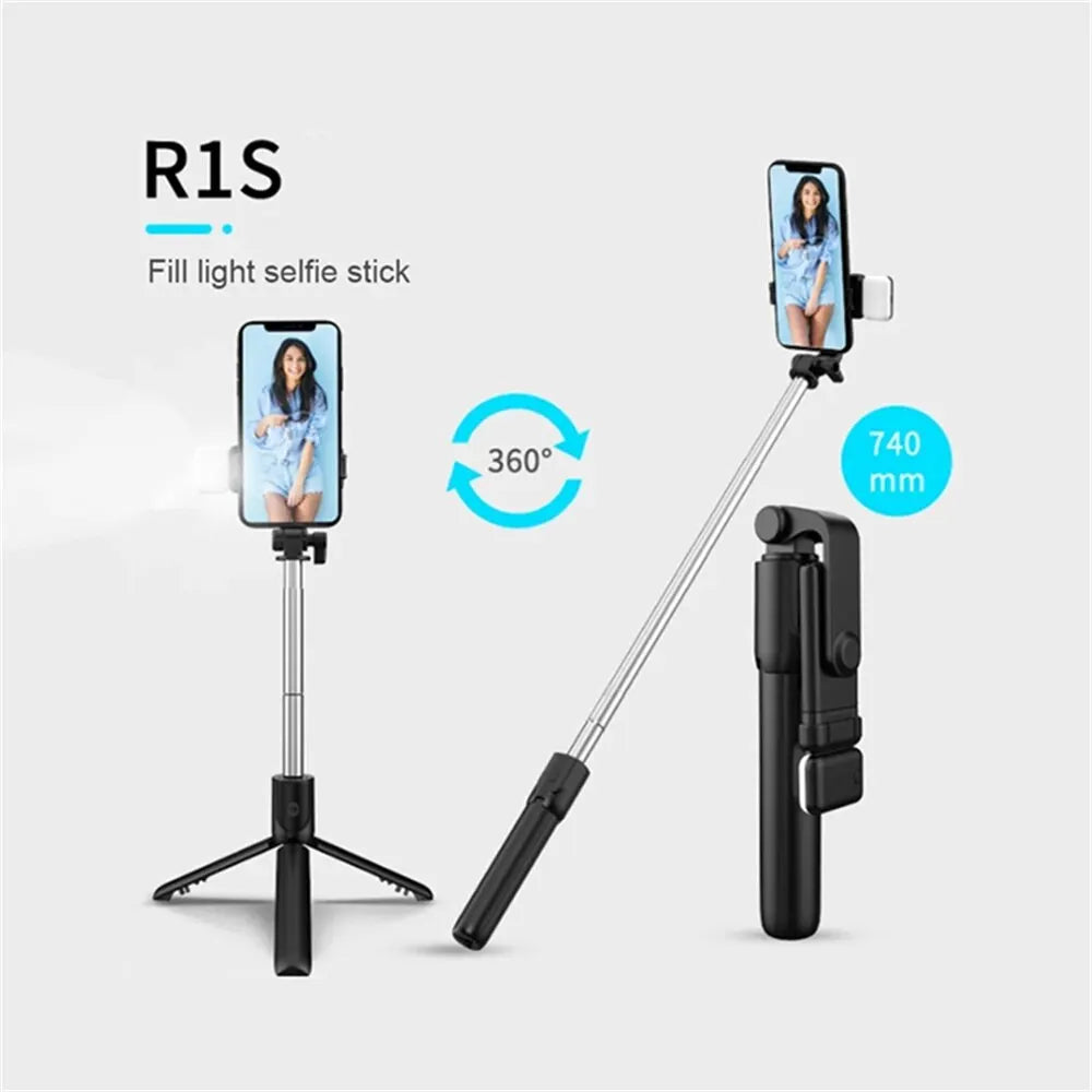 Trípode y Selfie Stick R1: Tu Estudio Portátil 3 en 1