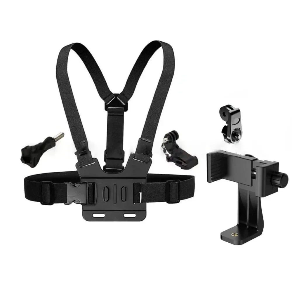 Arnés de Pecho Ajustable para Smartphone y Action Cam - Grabación POV Manos Libres