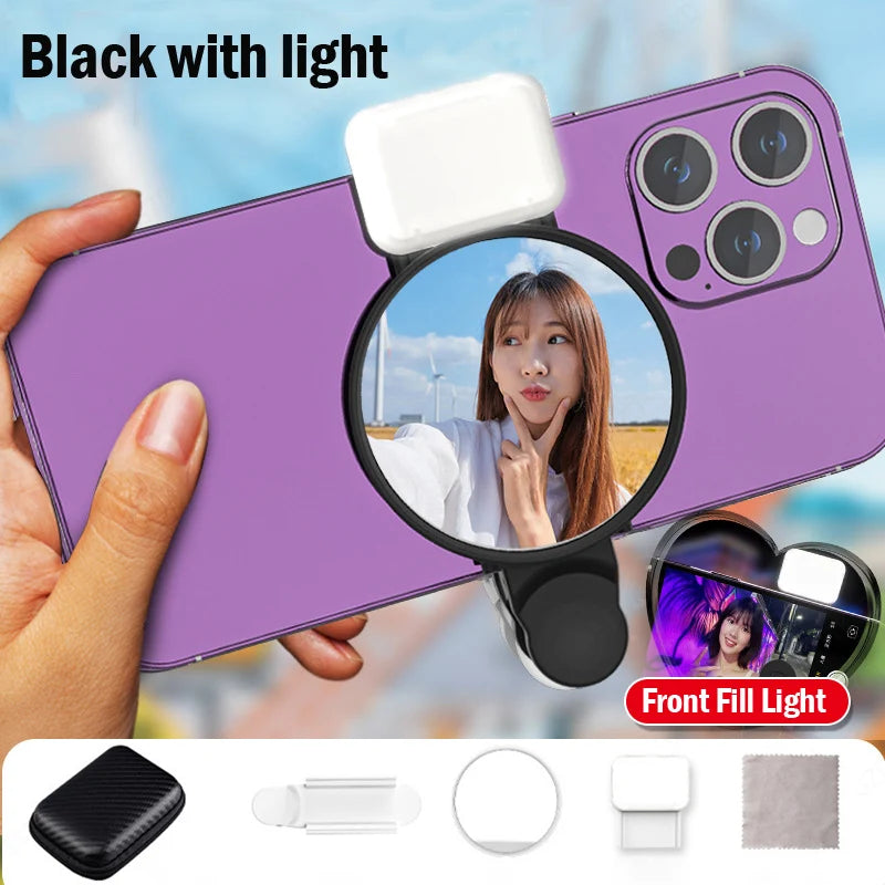 Espejo Reflector para Selfie con Luz LED y Clip Universal