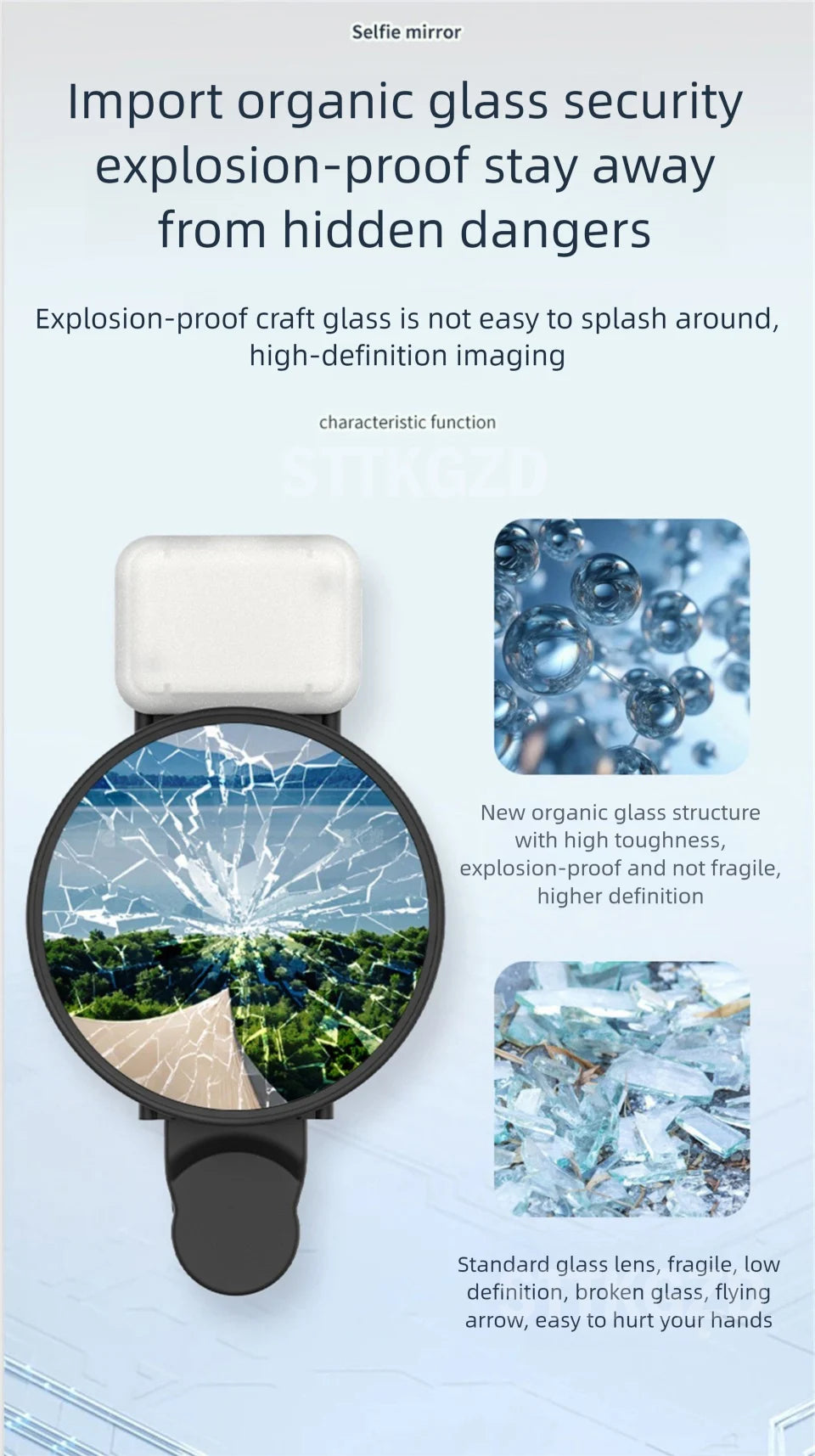 Espejo Reflector para Selfie con Luz LED y Clip Universal
