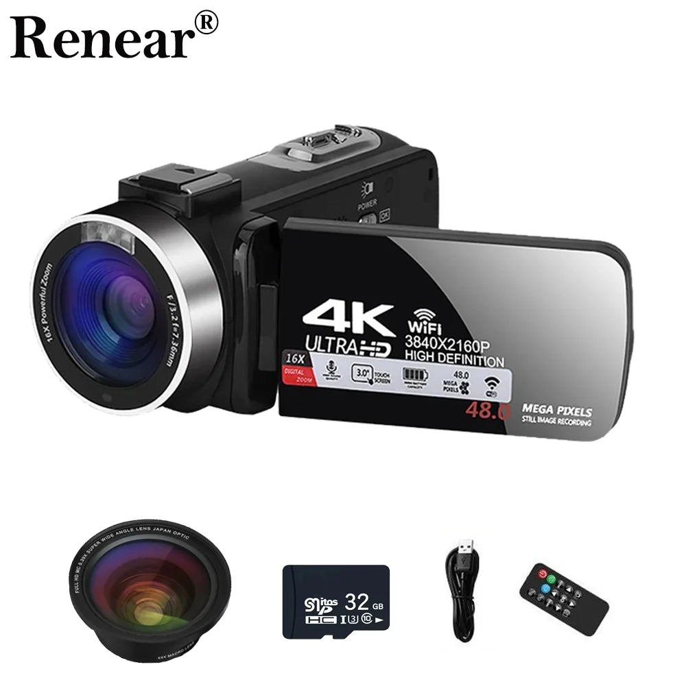 Cámara de Vídeo 4K Ultra-Vlog con WiFi y Pantalla Abatible